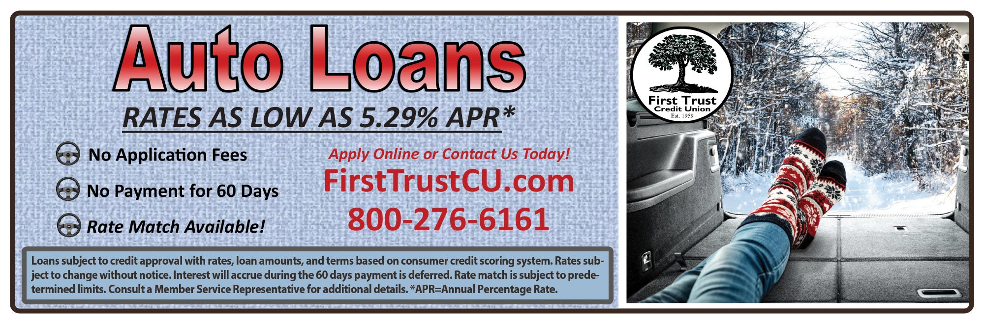 Auto Loans.  Rates as low as 5.29% APR