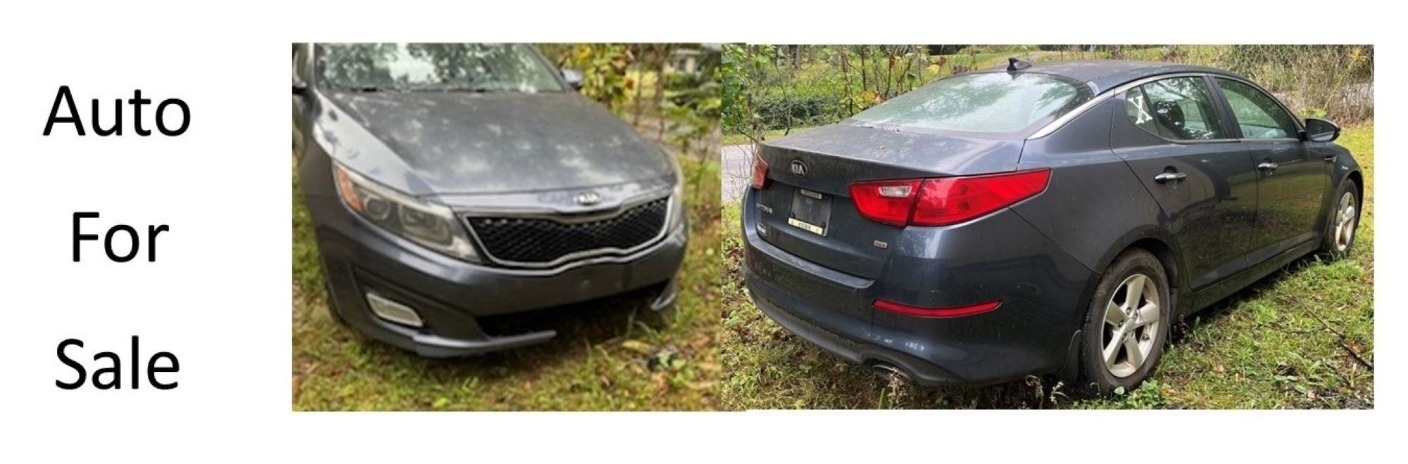 Front and rear pictures of 2014 Kia Optima for sale.